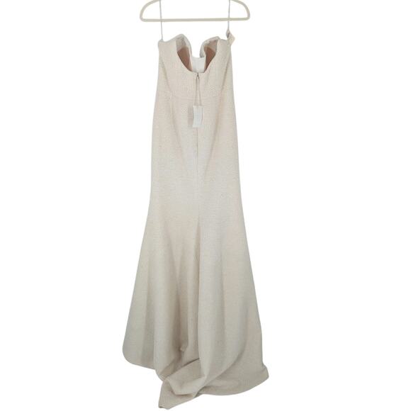 Watters Addie Wedding Gown Size 14 Ivory Beaded Strapless Bridal Dress Tweed - Picture 6 of 8